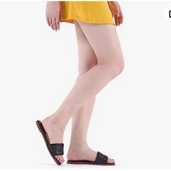 Athlefit Women's Braided Flat Sandals Square Open Toe Woven Slip On Slide Sandal - Picture 9 of 9